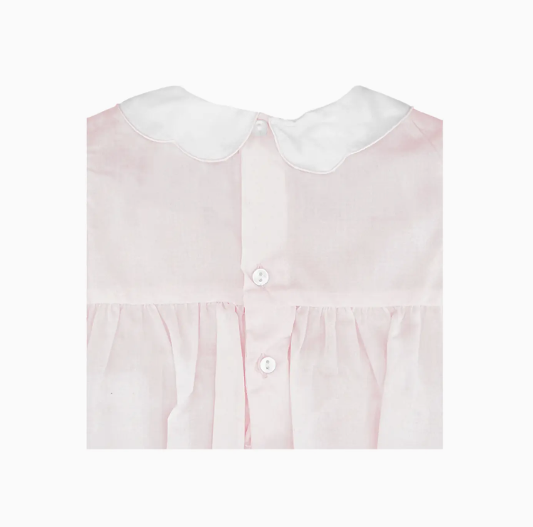 Pink Hand Embroidered Smocked Bubble