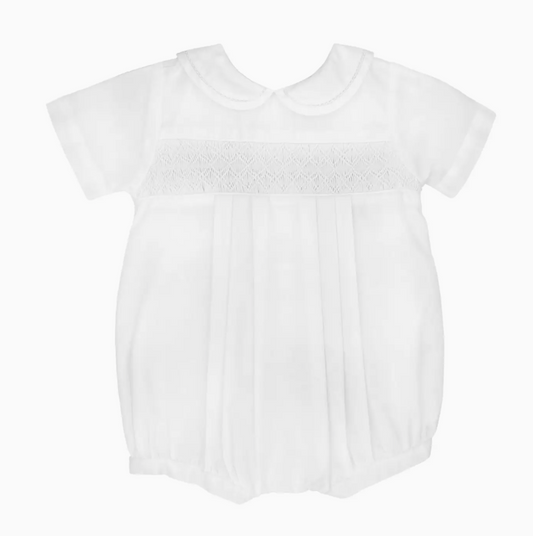 White Romper with Smocking
