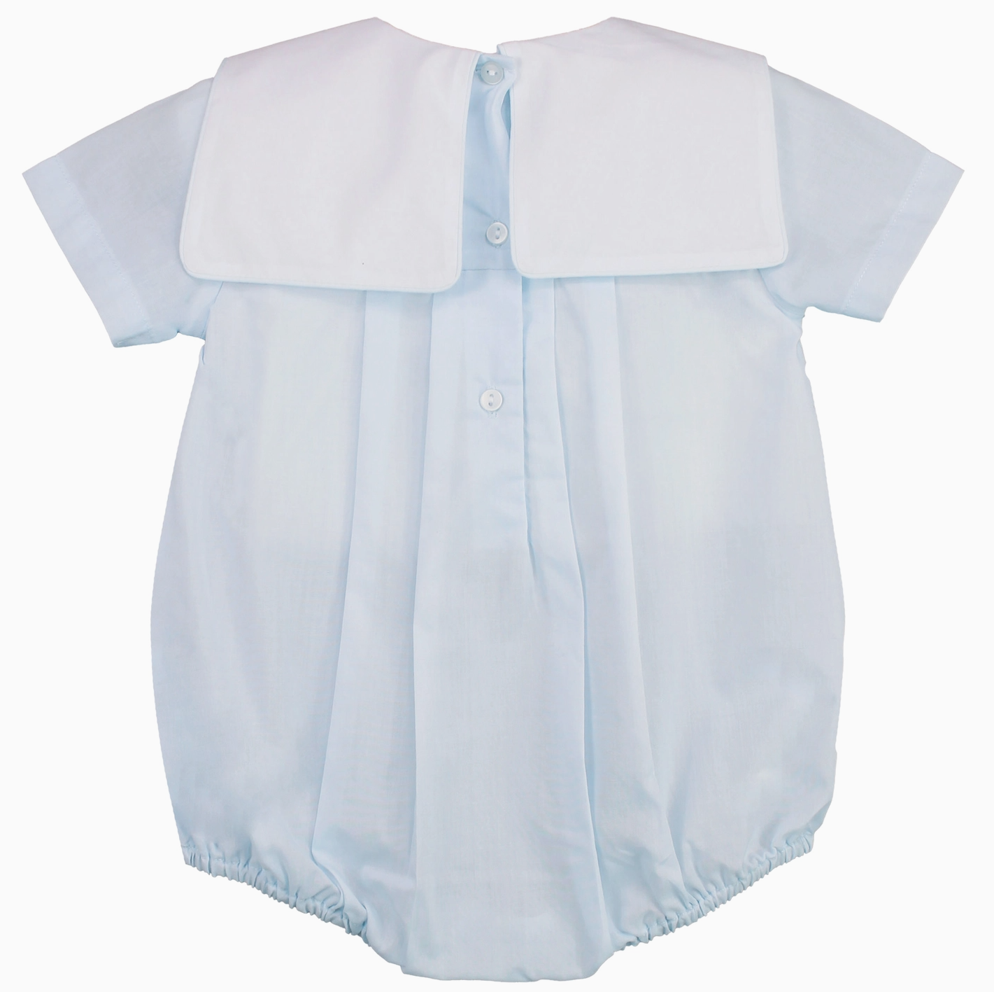 Blue Romper with Train Embroidery