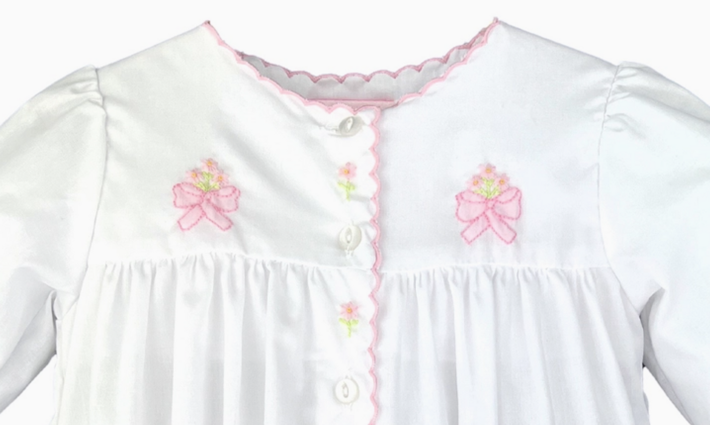 Convertible Bow & Flower Shadow Stitch Dress