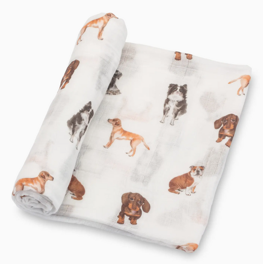 Baby Muslin Swaddle Blanket 47x47 Doggone Cute