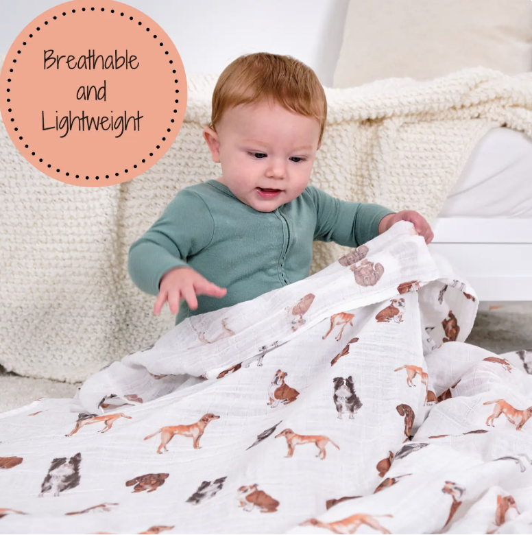 Baby Muslin Swaddle Blanket 47x47 Doggone Cute