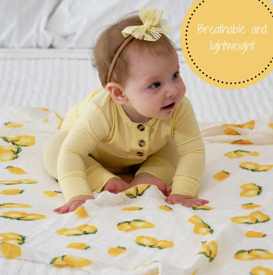 Baby Muslin Swaddle Blanket 47x47 Lemons