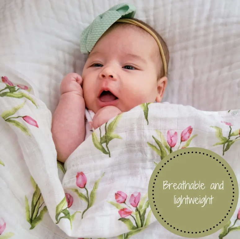 Baby Muslin Swaddle Blanket 47x47 Tulip Garden