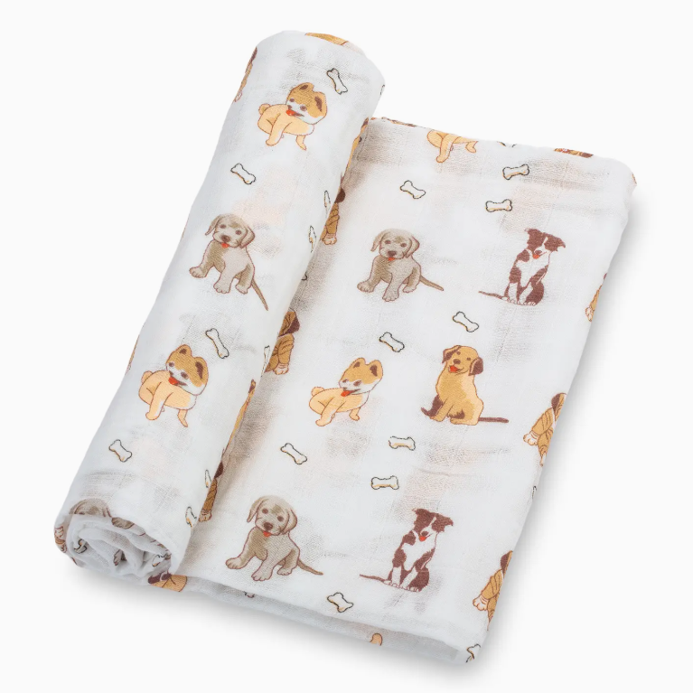 Baby Muslin Swaddle Blanket 47x47 Woof Woof
