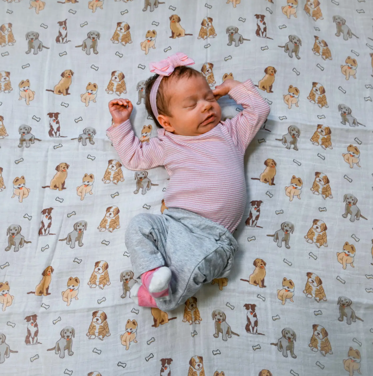 Baby Muslin Swaddle Blanket 47x47 Woof Woof