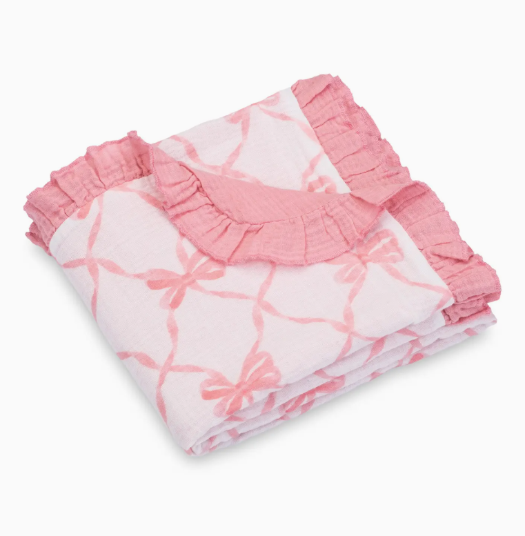 Muslin Quilt Baby & Kids Ruffle Blanket Beautiful Bows
