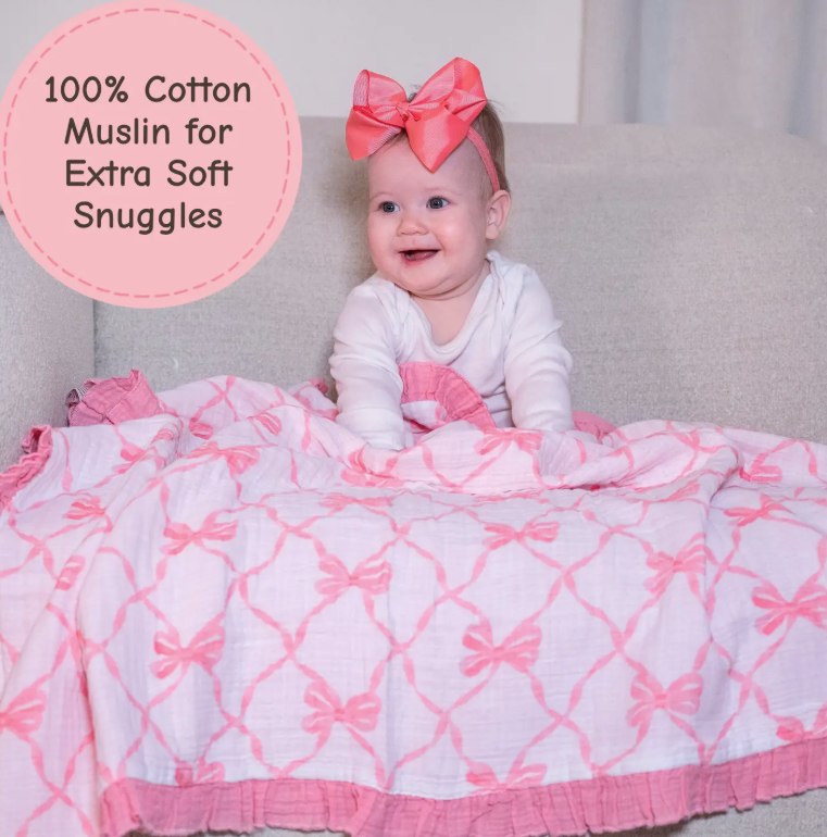 Muslin Quilt Baby & Kids Ruffle Blanket Beautiful Bows