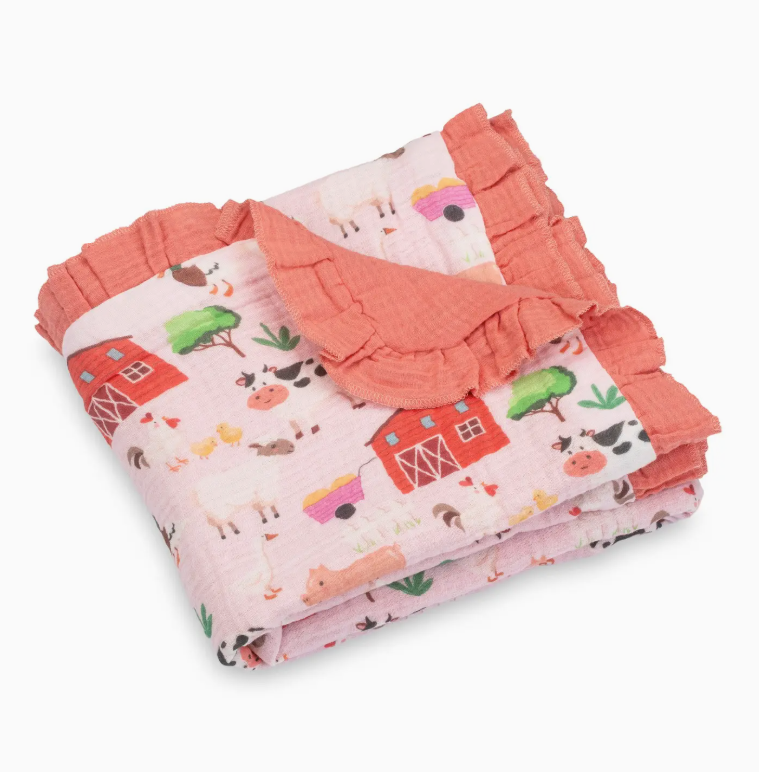 Muslin Quilt Baby & Kids Ruffle Blanket Pink Pastures