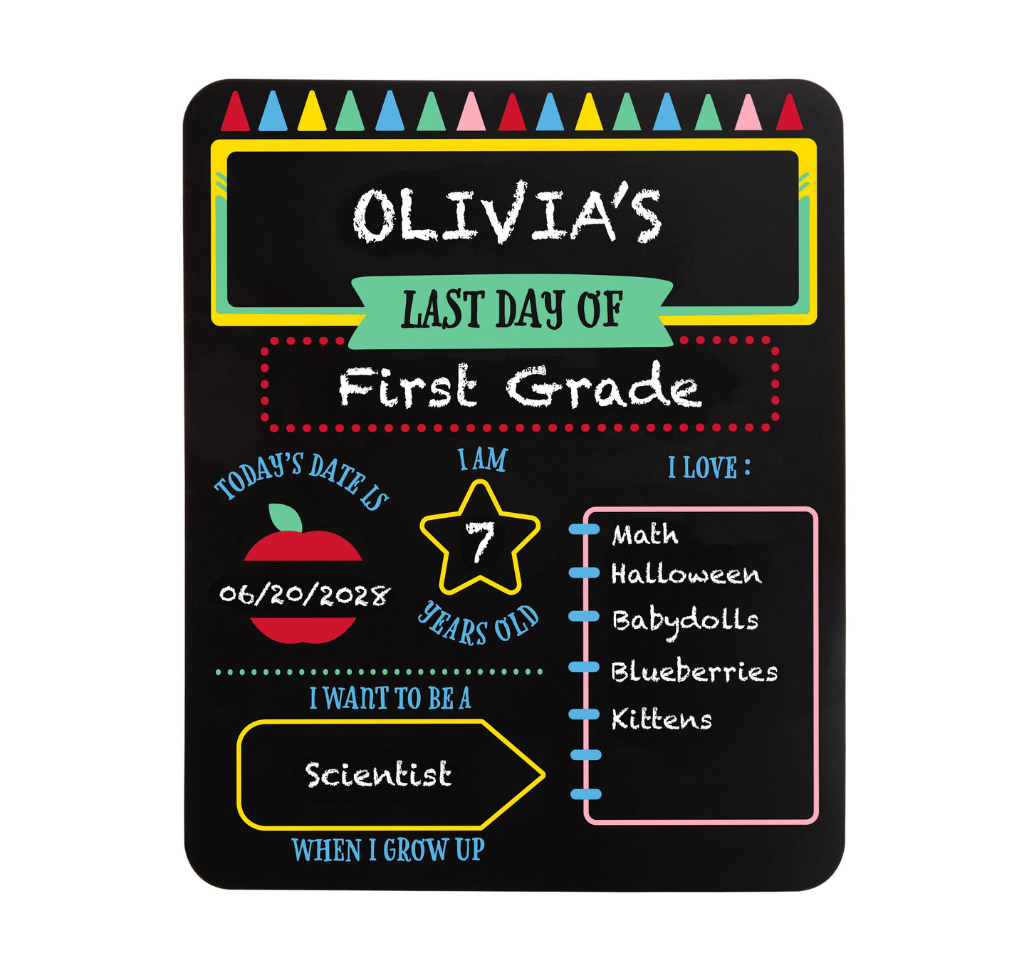 First and Last Day of School Reversible Chalkboard