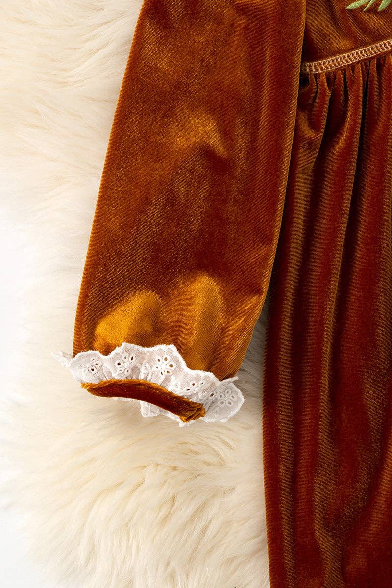 Golden brown Velvet Dress