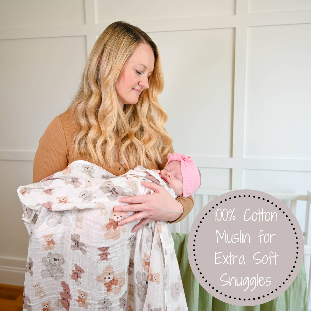 Muslin Swaddle Blanket Bear Hugs