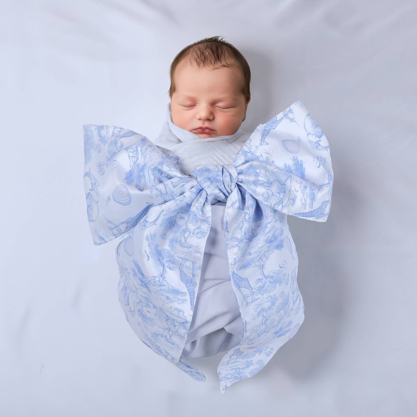 Newborn Swaddle Sash Maternity Sash Toile de Jouy Safari : Blue