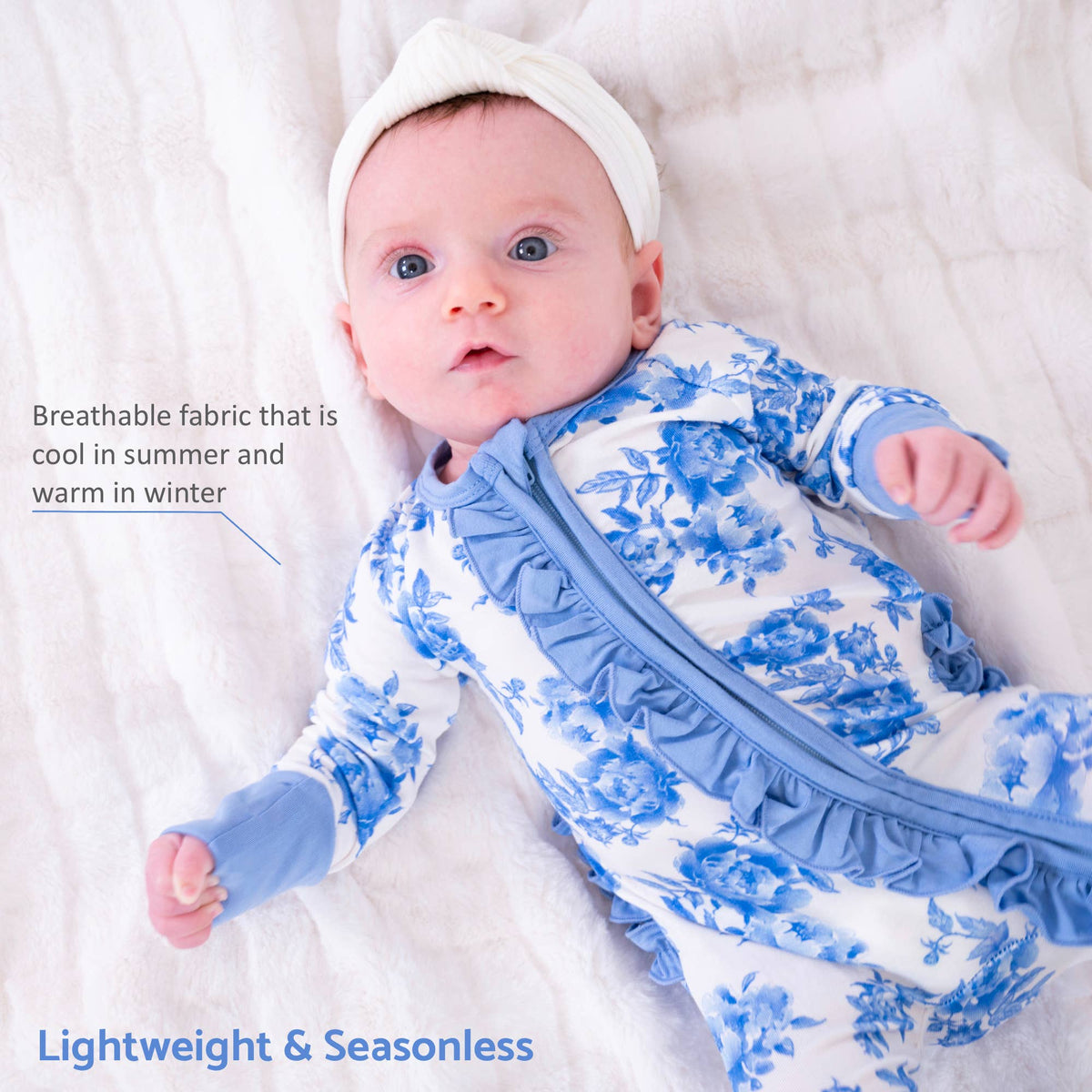 Bamboo Zipper Pajama Peony 6-12 m