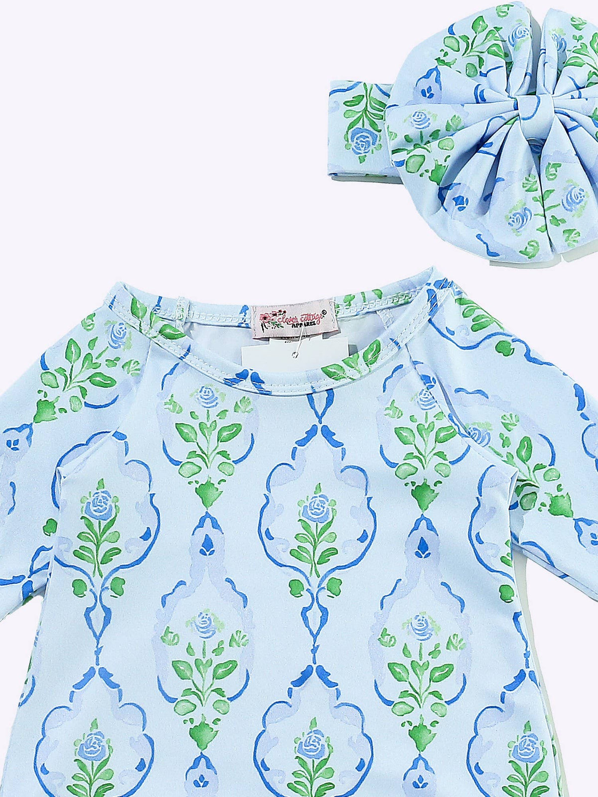 Blue Rose Frame Baby Gown 0-3m