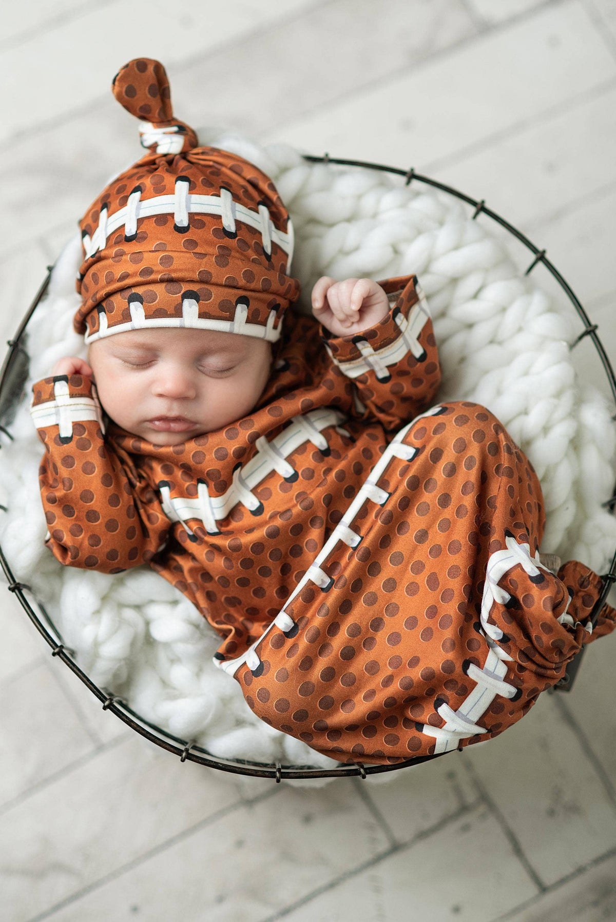 Football Baby Gown and Hat Set: 0-3 Months