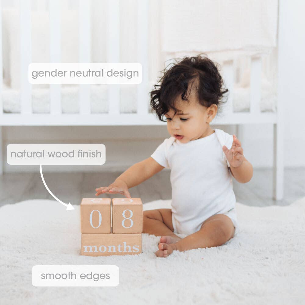 Natural Wooden Milestone Blocks Photo Prop
